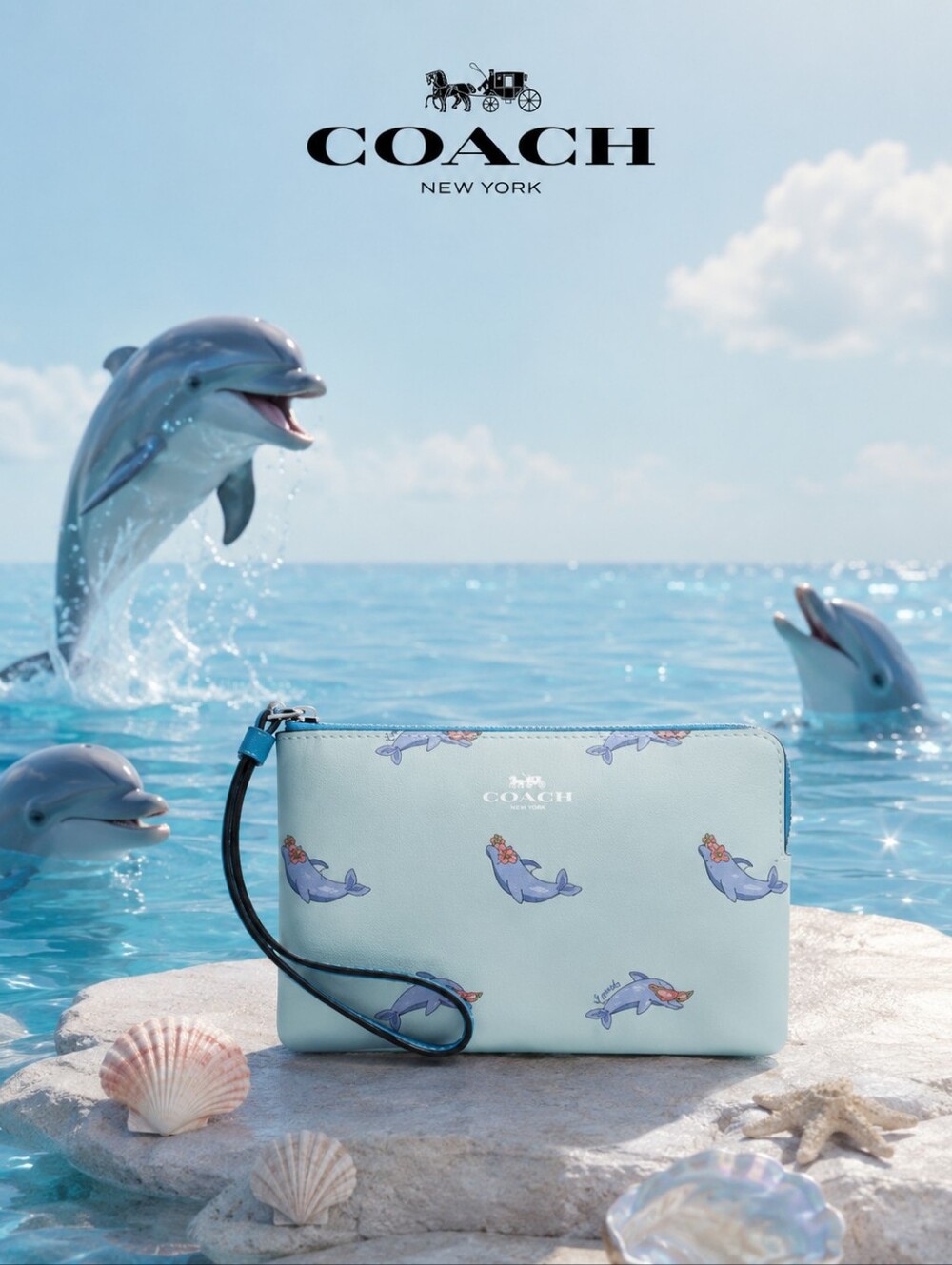 Coach Dolphins Wristlet